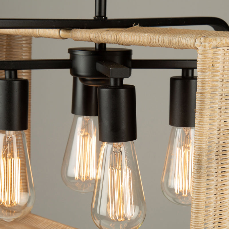 Artcraft Lighting Perris Collection 4 Light LED Rattan Pendant Light AC11714BK