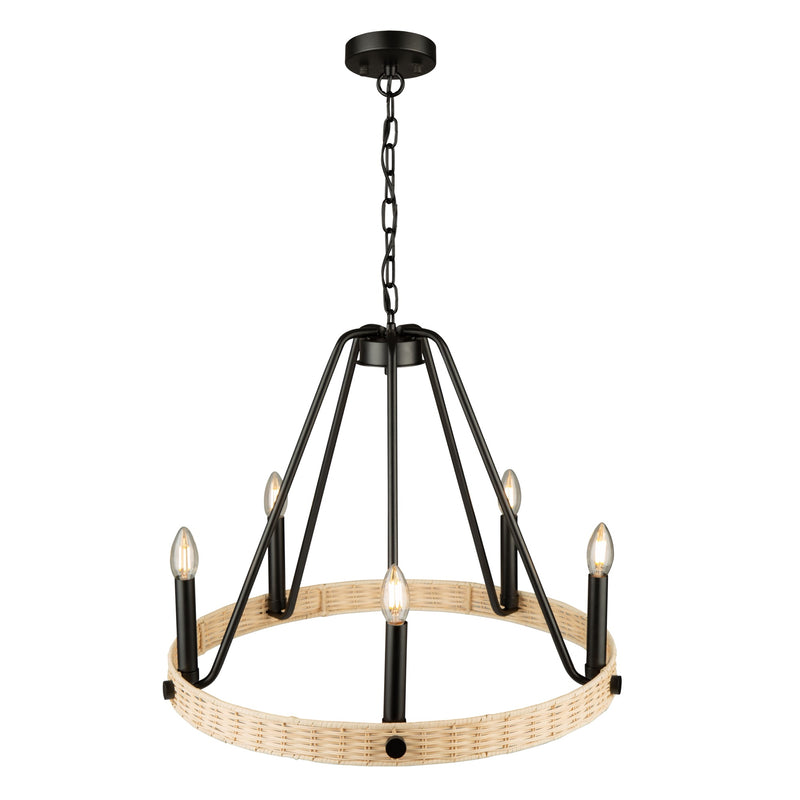 Artcraft Lighting Perris Collection 5 Light Rattan Chandelier AC11715BK