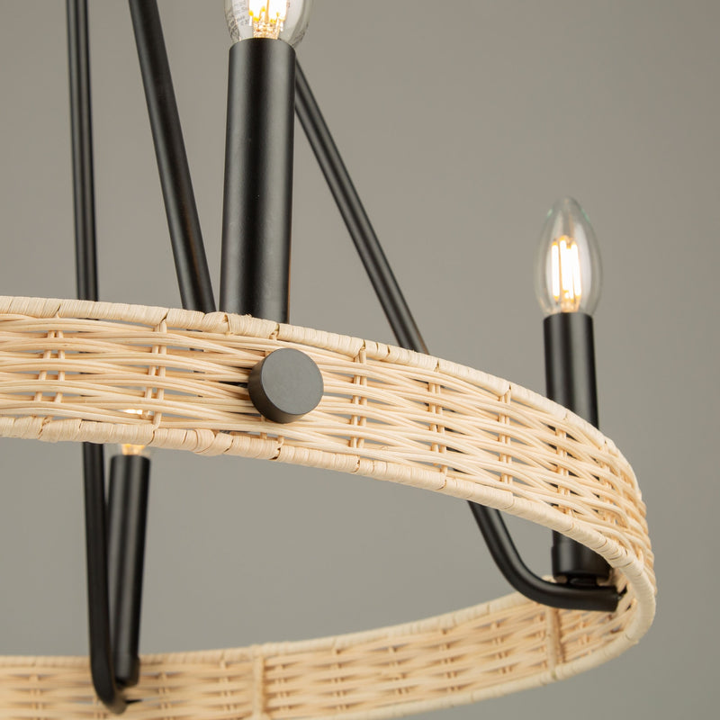 Artcraft Lighting Perris Collection 5 Light Rattan Chandelier AC11715BK