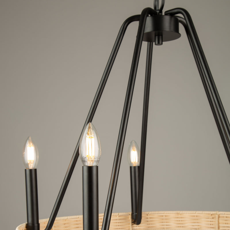 Artcraft Lighting Perris Collection 5 Light Rattan Chandelier AC11715BK