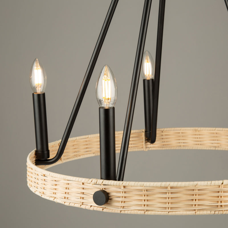 Artcraft Lighting Perris Collection 5 Light Rattan Chandelier AC11715BK