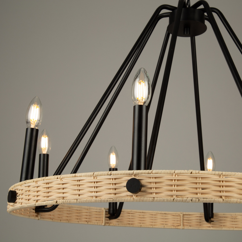 Artcraft Lighting Perris Collection 8 Light Rattan Chandelier AC11718BK