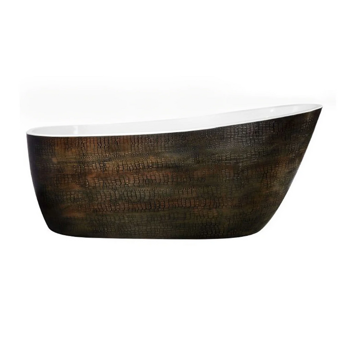 Agua Canada 68’’ Crocodile Skin Texture Brown Oval Freestanding Bathtub - BOSCO-GD-II