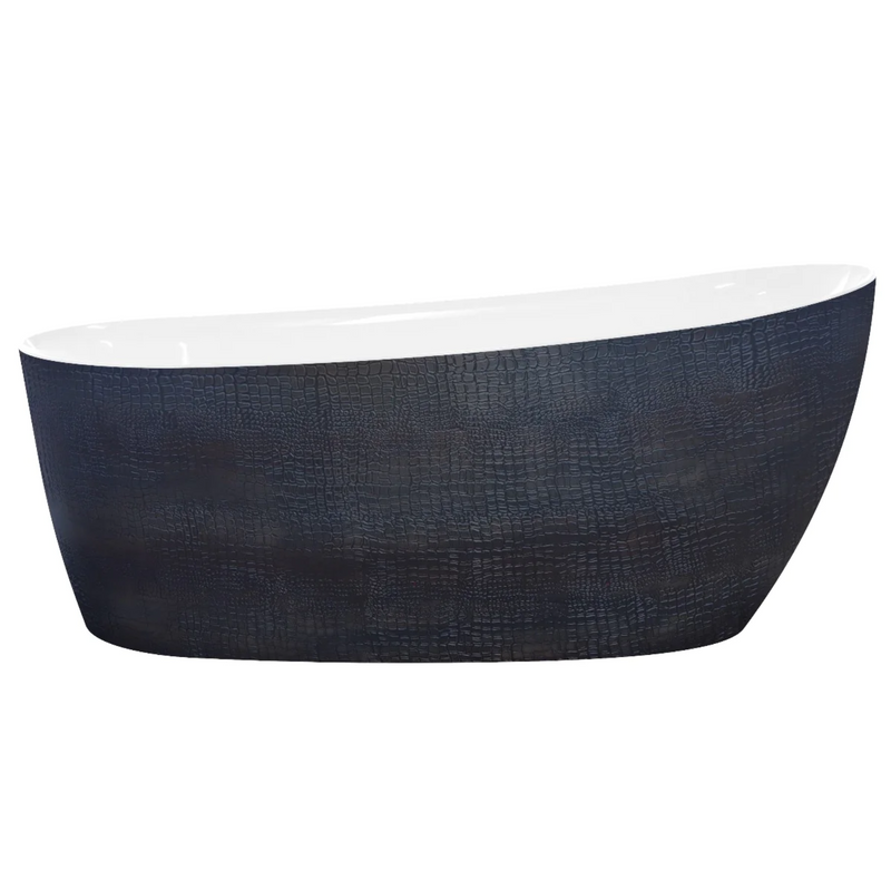 Agua Canada BOSCO-II 68 Inch Crocodile Skin Texture Black Oval Freestanding Bathtub
