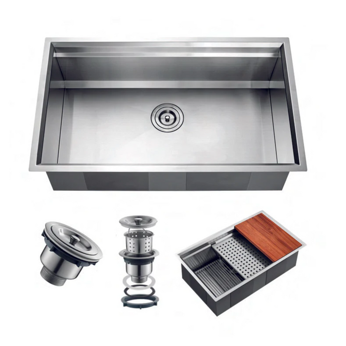 Agua Canada EMPIRE 1 Bowl 32X19 Undermount Kitchen Sink With Accessories