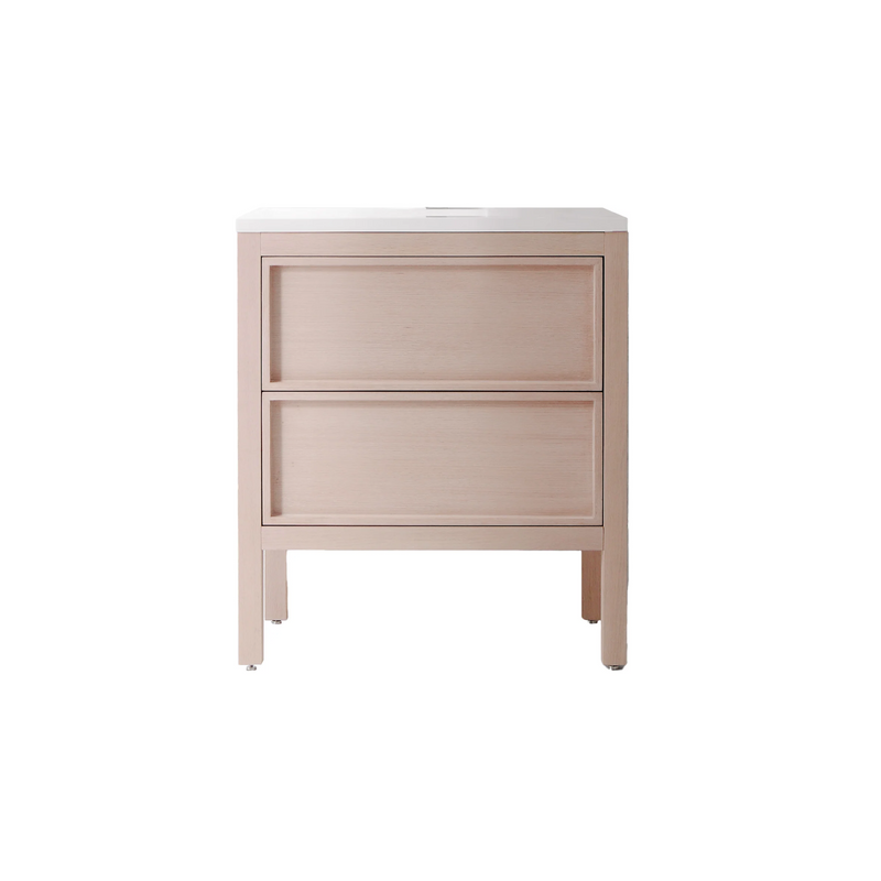 Agua Canada IRENE-30-OA14 30” Freestanding Vanity on Legs 2 Drawers ‘’Shaker’’ Bleached Oak