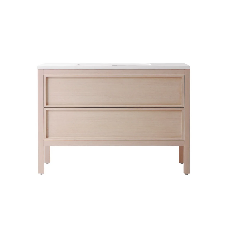 Agua Canada IRENE-48-OA14 48” Freestanding Vanity on Legs 2 Drawers ‘’Shaker’’ Bleached Oak