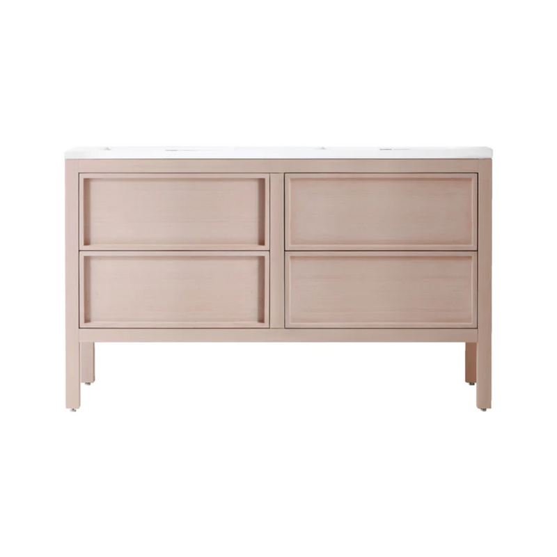 Agua Canada Irene-60-OA14 60” Freestanding Vanity on Legs 2 Drawers ‘’Shaker’’ Bleached Oak