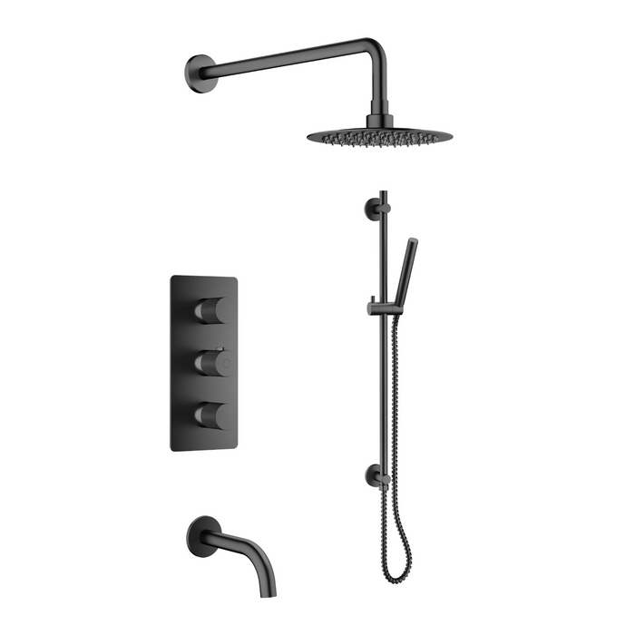 Agua Canada VEDA Thermostatic Shower-Tub Set Including Shower Head, Handshower On Rail, Valve And Spout