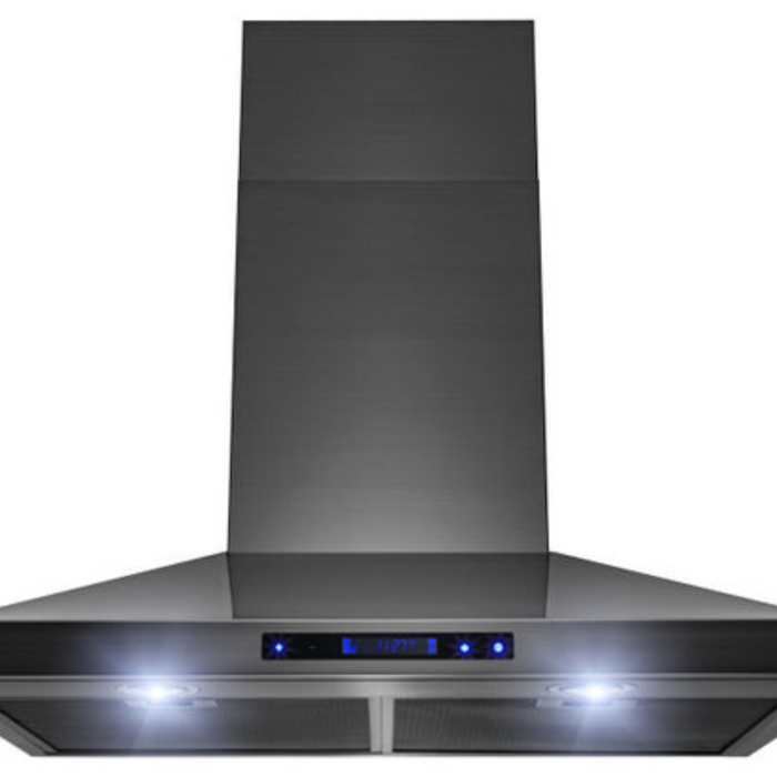 Agua Canada Wall Mounted Pyramid Range Hood W 500 CFM - Black Stainless HAMLET-BS