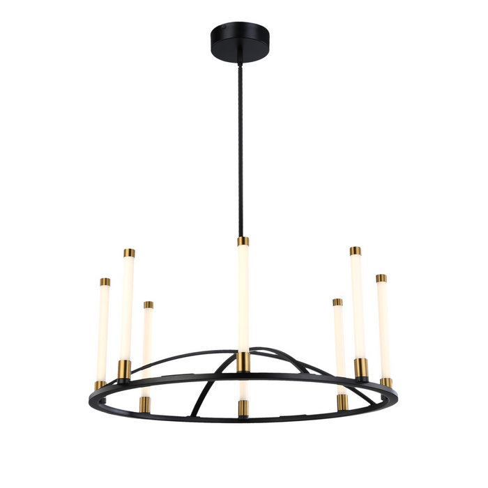 Artcraft Lighting Infiniti Collection 8-Light Integrated LED Chandelier, Matte Black & Brass SC13088BB