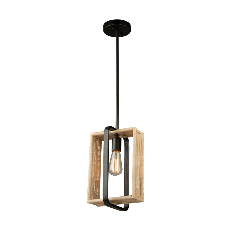 Artcraft Lighting Perris Collection 1 Light LED Rattan Pendant Light AC11711BK