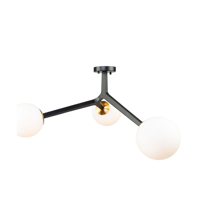 Artcraft Lighting Ravello 3 Light Semi-Flush Mount (Black & Harvest Brass) AC10973VB