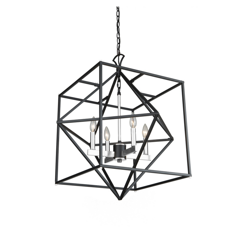 Artcraft Lighting Roxton 4 Light Chandelier (Matte Black & Polished Nickel) AC11204PN