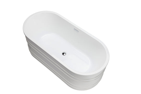 Agua Canada BEA-II 66" White Freestanding Bathtub With Lines