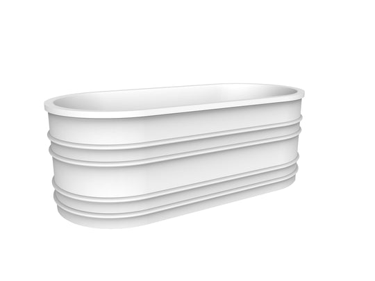 Agua Canada BEA-II 66" White Freestanding Bathtub With Lines