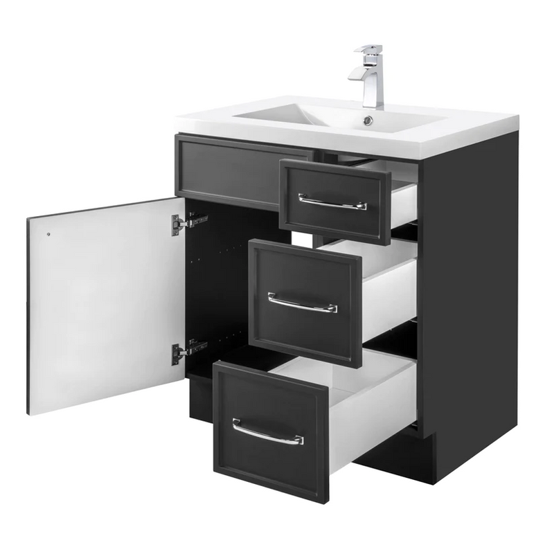Cutler Manhattan 30” Black Single Sink Freestanding Bathroom Vanity MANBLK30RHT