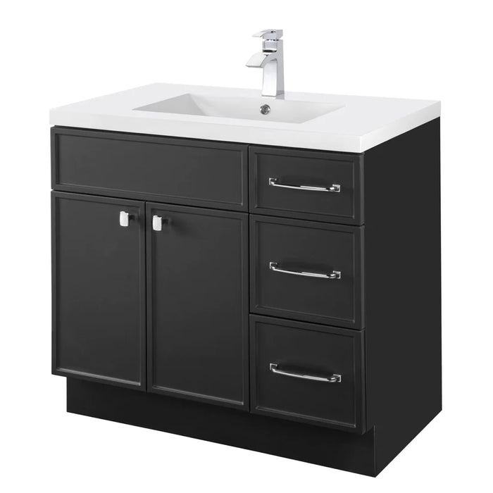 Cutler Manhattan 36” Black Single Sink Freestanding Bathroom Vanity MANBLK36RHT