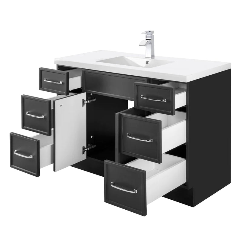 Cutler Manhattan 48” Black Single Sink Freestanding Bathroom Vanity MANBLK48SBT
