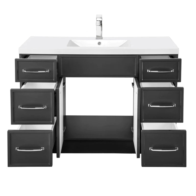 Cutler Manhattan 48” Black Single Sink Freestanding Bathroom Vanity MANBLK48SBT