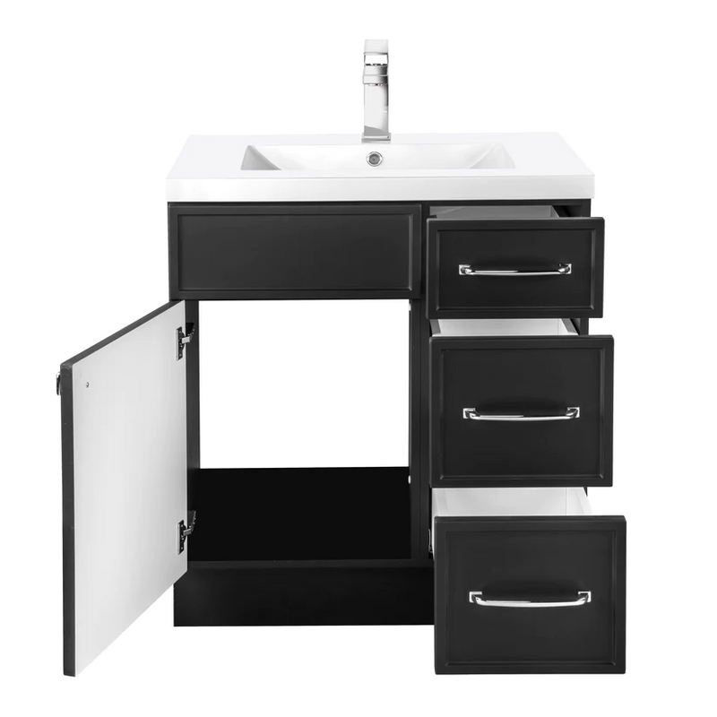 Cutler Manhattan 30” Black Single Sink Freestanding Bathroom Vanity MANBLK30RHT