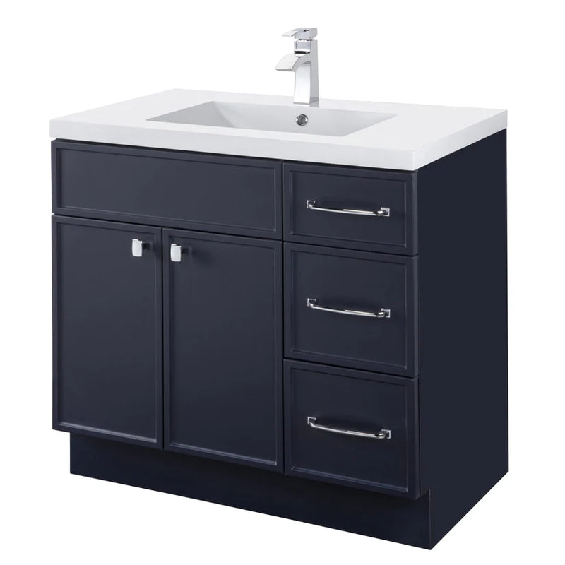 Cutler Manhattan 36” Blue Single Sink Freestanding Bathroom Vanity MANBLU36RHT