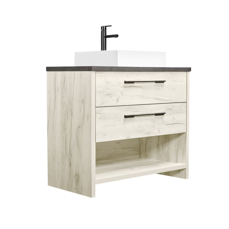 Luxo Marbre BOLD Freestanding 36" Vanity with 2 Drawers and 1 Open Shelf, with MFC Countertop and Sink RELAX S45