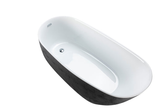 Agua Canada BOSCO-II 68 Inch Crocodile Skin Texture Black Oval Freestanding Bathtub