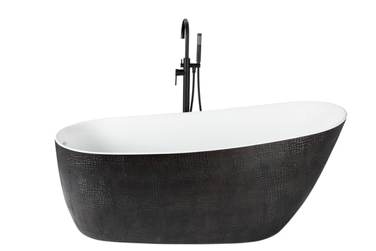 Agua Canada BOSCO-II 68 Inch Crocodile Skin Texture Black Oval Freestanding Bathtub