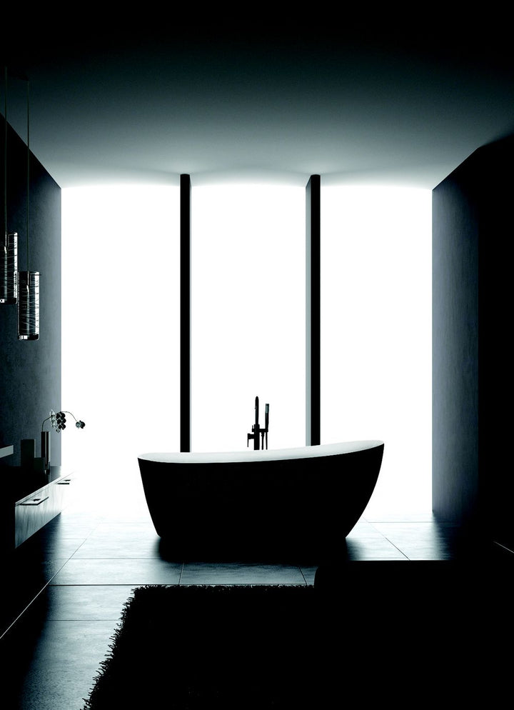 Agua Canada BOSCO-II 68 Inch Crocodile Skin Texture Black Oval Freestanding Bathtub