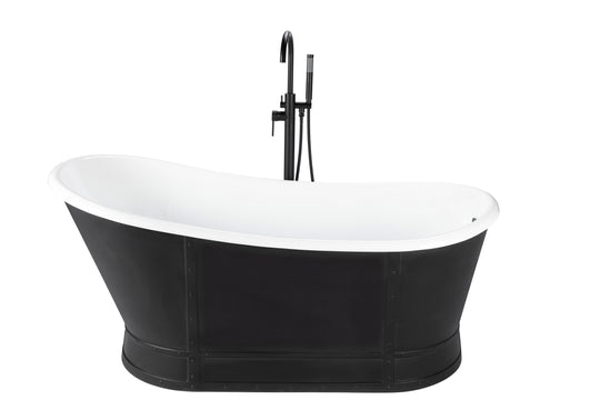 Agua Canada BUENO 66 Inch White and Matte Black Oval Freestanding Bathtub