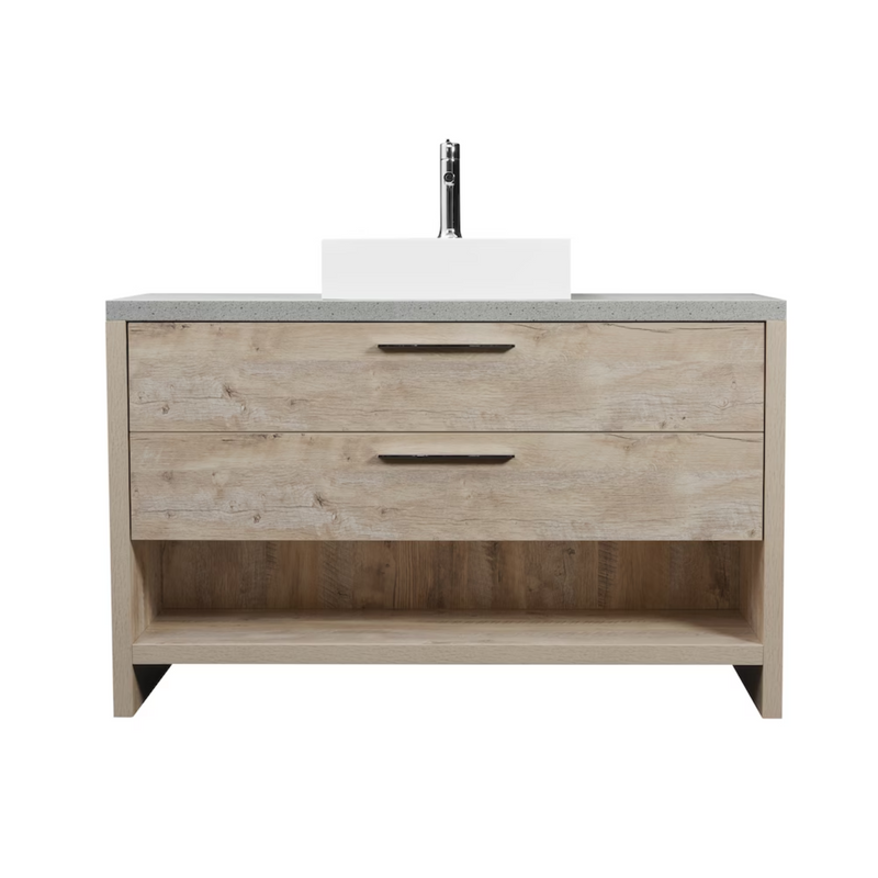 Luxo Marbre Countryside Freestanding 48" Vanity with 2 Drawers and 1 Open Shelf, MFC Countertop and Sink