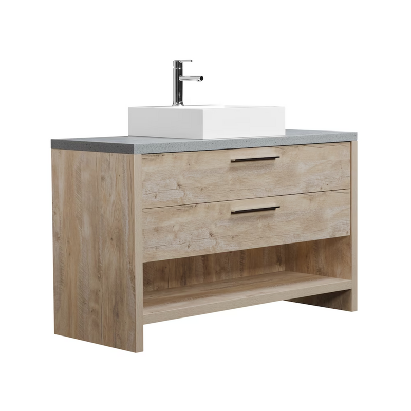 Luxo Marbre Countryside Freestanding 48" Vanity with 2 Drawers and 1 Open Shelf, MFC Countertop and Sink