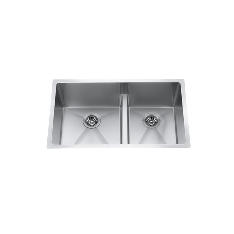 Craftx Undermount 32 x 19-in Brushed Satin Double Offset Bowl Kitchen Sink - CXZD881