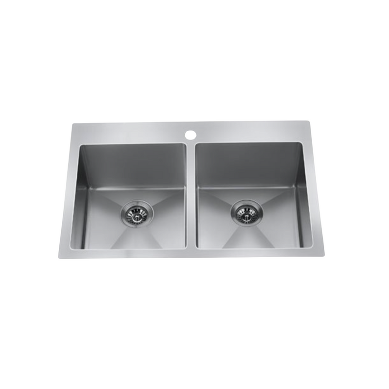 Craftx Undermount 33 x 22-in Brushed Satin Double Bowl 3-Hole Kitchen Sink - CXZD882DM1