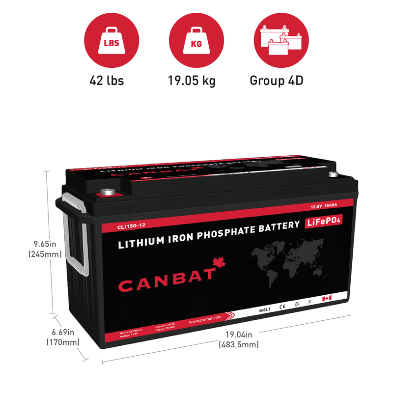 Canbat 12V 150Ah LiFePO4 Lithium Battery - CLI150-12