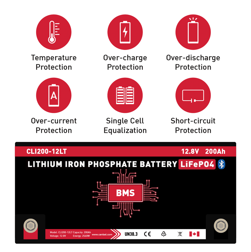 Canbat 12V 200Ah Cold Weather LiFePO4 Lithium Battery - CLI200-12LT