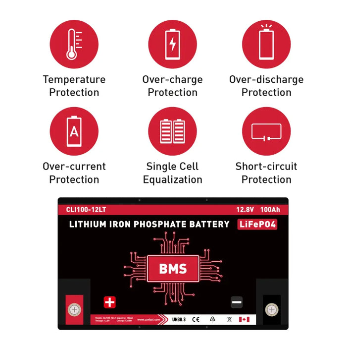 Canbat 12V 100Ah Cold Weather LiFePO4 Lithium Battery - CLI100-12LT