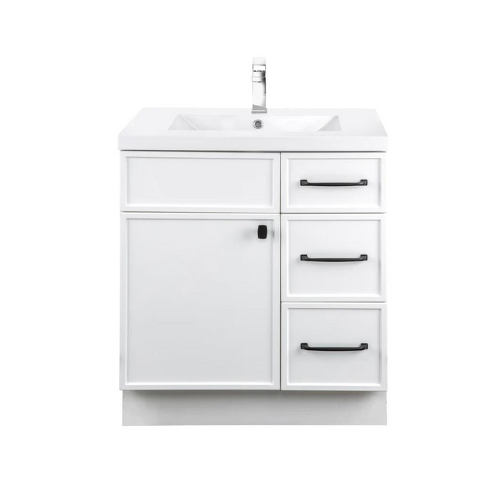 Cutler Manhattan 30” White Single Sink Freestanding Bathroom Vanity MANWHT30RHT