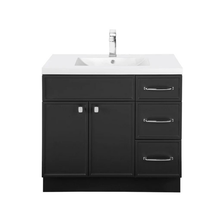 Cutler Manhattan 36” Black Single Sink Freestanding Bathroom Vanity MANBLK36RHT