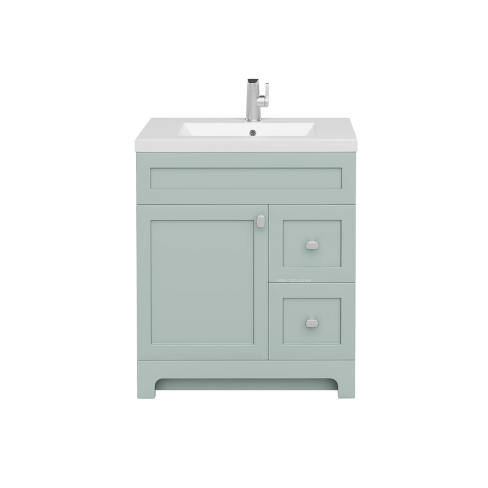 Cutler Daisy 30" Freestanding Cultured Marple Top Bathroom Vanity with Modern Shaker Doors