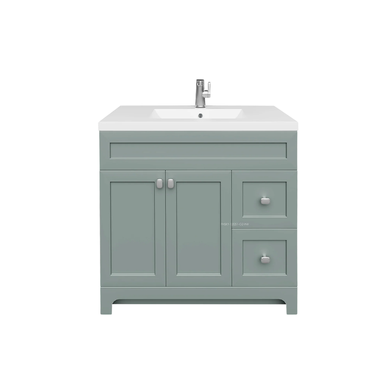 Cutler Daisy 36" Freestanding Cultured Marple Top Bathroom Vanity with Modern Shaker Doors