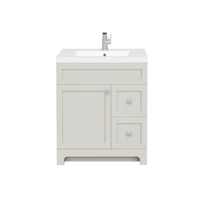 Cutler Daisy 30" Freestanding Cultured Marple Top Bathroom Vanity with Modern Shaker Doors