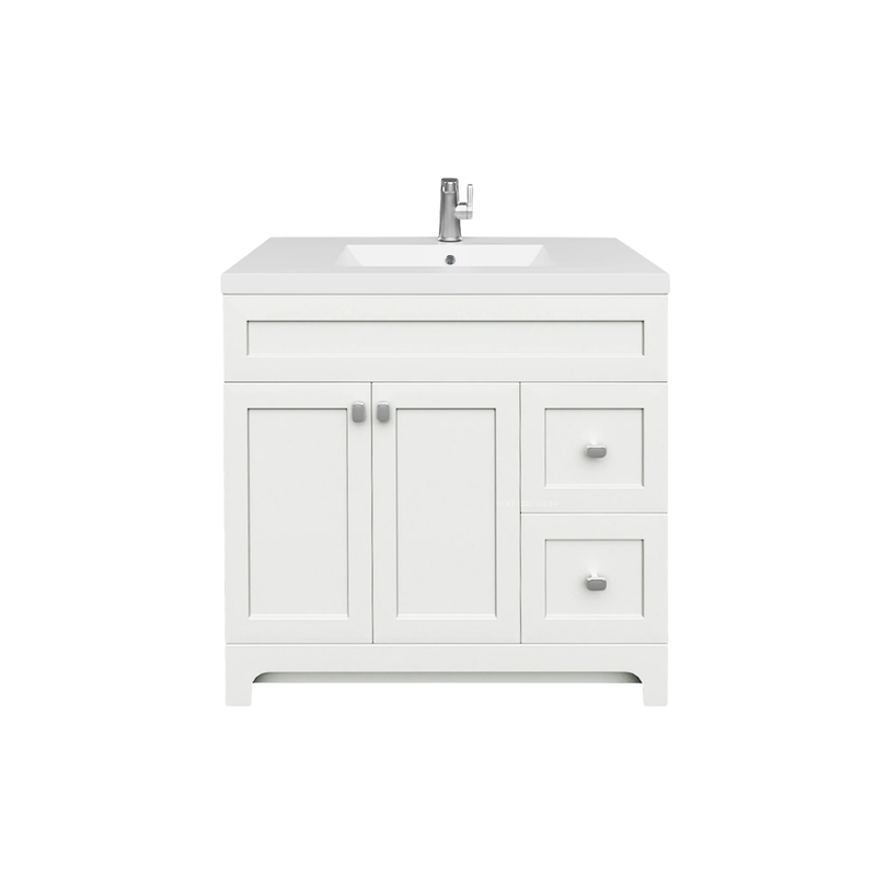 Cutler Daisy 36" Freestanding Cultured Marple Top Bathroom Vanity with Modern Shaker Doors