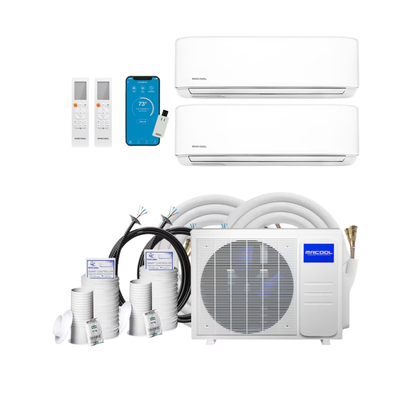 MRCOOL 36k 5th Gen DIY Multi-Zone Bundle with (9K + 18K) Air Handlers & (16ft + 16ft) Pre-Charged R-454B Line Sets (230V)-DIYM236HPW02D00