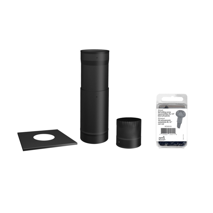 Drolet 6" Black Single Wall Pipe Kit - To the Ceiling - SP00370