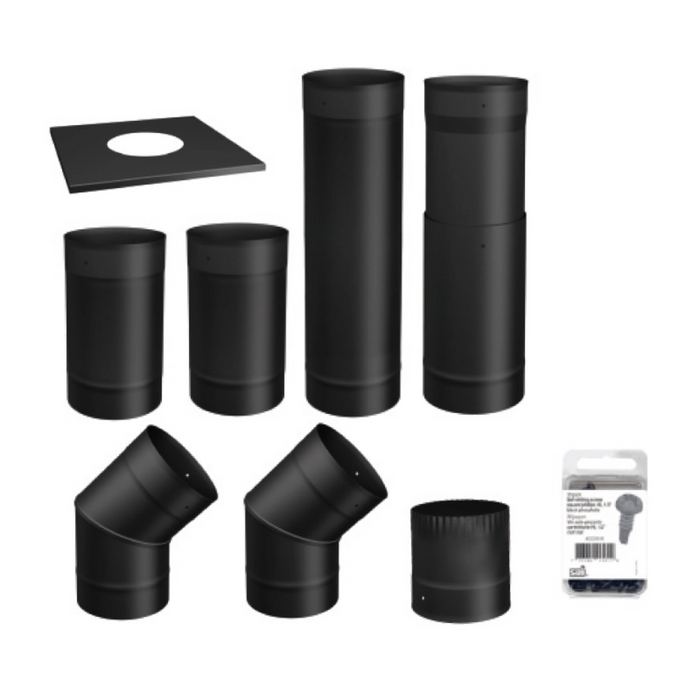 Drolet 6" Black Single Wall Pipe Kit - To the Wall - SP00360