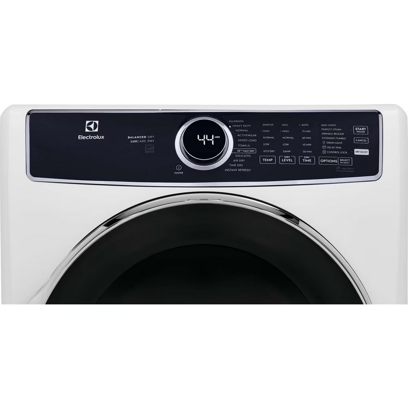 Electrolux Front Load Perfect Steam™ Electric Dryer with Balanced Dry™ and Instant Refresh – 8.0 Cu. Ft. ELFE763CAW
