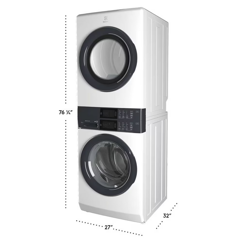 Electrolux Laundry Tower™ Single Unit Front Load 5.1 Cu. Ft. I.E.C Washer and 8 Cu. Ft. Electric Dryer ELTE730CAW
