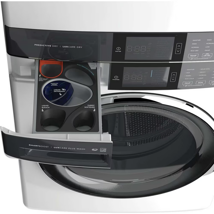 Electrolux Laundry Tower™ Single Unit Front Load 5.2 Cu. Ft. I.E.C Washer and 8 Cu. Ft. Electric Dryer ELTE760CAW
